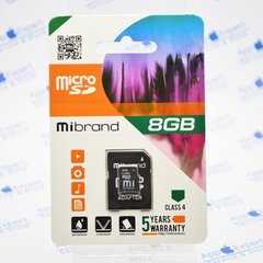 Карта пам'яті Mibrand microSDHC 8GB Class 4 + SD adapter
