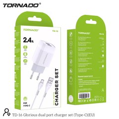 МЗП Tornado TD-16 with Type-c cable 2USB 2.4A White