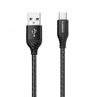 Кабель USB Florence Technic Type-C 2m 3A Black (FL-2204-2-KT)