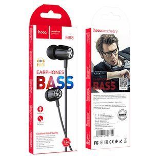 Навушники провідні з мікрофоном Hoco M88 Graceful universal 3.5mm Black/Чорний