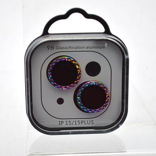 Захисне скло на камеру Metal Shine для iPhone 15/15 Plus Rainbow