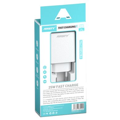 Мережевий зарядний пристрій ANSTY Q-055-A with Micro USB cable 1USB 25W Білий