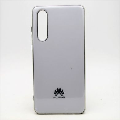 Чохол глянцевий з логотипом Glossy Silicon Case для Huawei P30 White