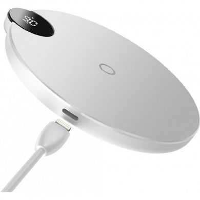 Безпровідна зарядка Baseus Digtal LED Display Wireless Charger White WXSX-02, Білий