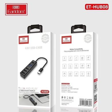 HUB Earldom USB 4in1 ET-HUB08 Black