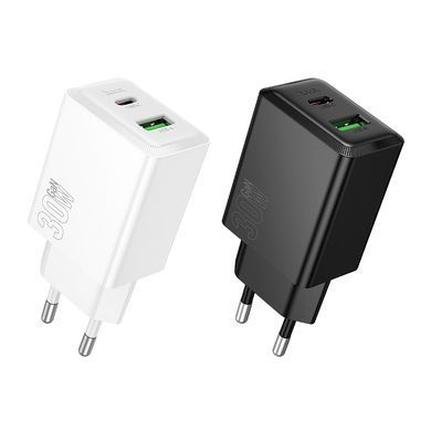 Мережевий зарядний пристрій Hoco N71 PD30W+QC3.0 Gan Black