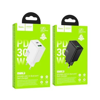 Мережевий зарядний пристрій Hoco N71 PD30W+QC3.0 Gan Black