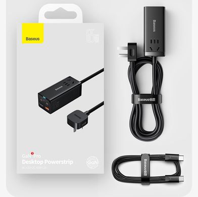 Мережевий зарядний пристрій Baseus Pro Fast Charger GaN3 65W 2USB+2Type-c з кабелем Type-c tp Type-c Black (Чорний) PSZM000001