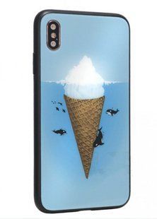 Чехол с рисунком (принтом) Glass with TPU Case для iPhone Xs Max 6.5" Ice Cream