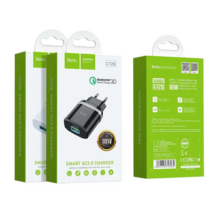 Зарядное устройство для телефона сетевое (адаптер) Hoco C12Q 1xUSB QC 3.0 Черный