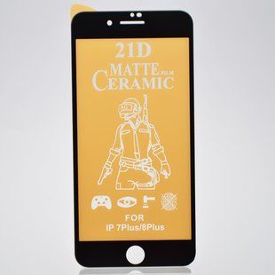 Керамическое защитное стекло на iPhone 7 Plus/8 Plus Ceramics Matte Black тех. пакет