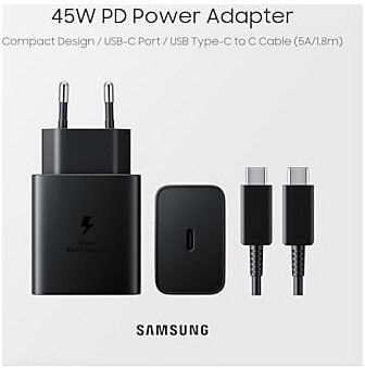 СЗУ Samsung EP-T4510XBEGRU 45W Power Adapter + Type-C to Type-C cable Black, Черный