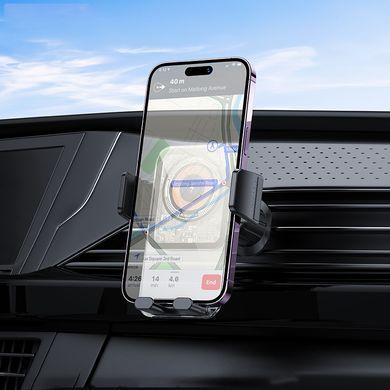 Автодержатель с беспроводной зарядкой Borofone BH209 Riley Wireless Fast Charging Car Holder (Air Outlet) Black