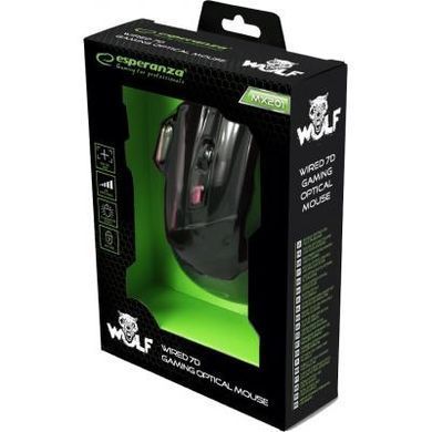 Мишка провідна з підсвіткою ігрова Esperanza MX201 Wolf Red