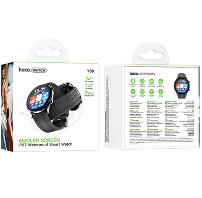 Смарт часы Hoco Smart Watch Y38 AMOLED Smart sports watch (call version) Black