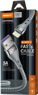 Кабель ANSTY S-023-I Zinc Alloy Nylon Lightning 5A 1M Серый