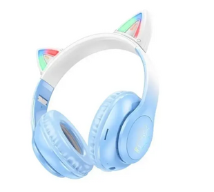 Большие беспроводные наушники (Bluetooth) Hoco W42 Cat ears Blue