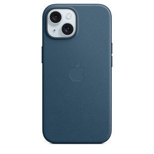 Чехол накладка Leather Case with MagSafe для Apple iPhone 15 Pacific Blue (Синий)