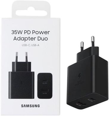 СЗУ Samsung EP-TA220NBEGRU 35W Wall Charger Duo (w/o cable) Black, Черный