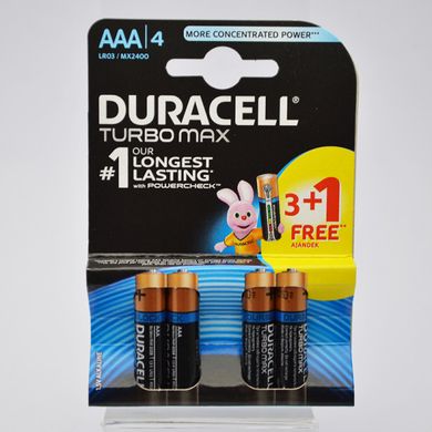 Батарейка Duracell Turbo Max MX2400 LR03 size AAA 1.5V (1шт)