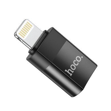 Перехідник OTG Hoco UA17 USB to Lightning/Type-c Black, Чорний