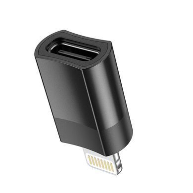 Перехідник OTG Hoco UA17 USB to Lightning/Type-c Black, Чорний
