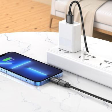 Перехідник OTG Hoco UA17 USB to Lightning/Type-c Black, Чорний