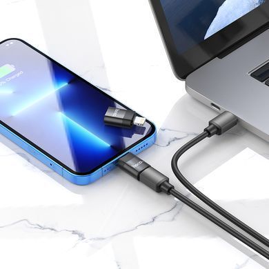 Перехідник OTG Hoco UA17 USB to Lightning/Type-c Black, Чорний