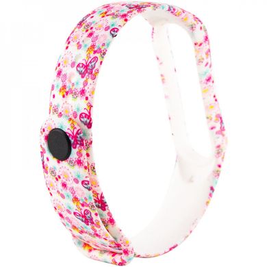 Ремінець до Xiaomi Mi Band 5/Mi Band 6 Picture Design Pink Butterfly White