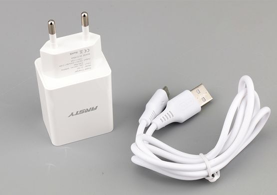 Сетевое зарядное устройство ANSTY QT-004 with Type-C cable 1USB 3A Белый