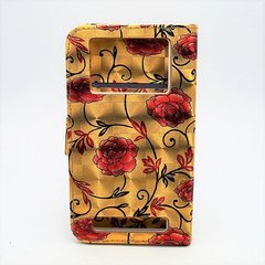 Чехол универсальный с цветами для телефона CMA Book Cover Big Flowers 5.5" дюймов Gold-Red