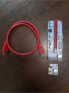 Рейзер (Riser) Card PCI Express Ver.008S PCI-E 1X to 16X (6 pin/MOLEX/Sata) USB 3.0