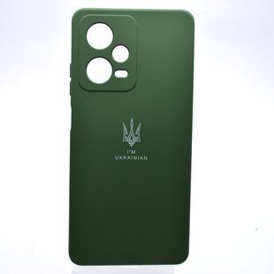 Чехол с патриотическим принтом Silicone Case Print Тризуб для Xiaomi Redmi Note 12 Pro 5G Dark Green