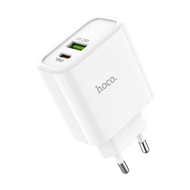 Зарядний пристрій для телефону мережевий (адаптер) Hoco C57A Speed charger DualUSB (PD+QC 3.0) 18W White