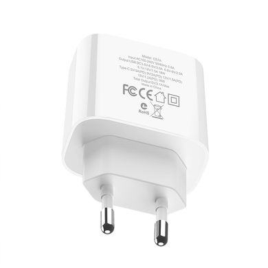 Зарядное устройство для телефона сетевое (адаптер) Hoco C57A Speed charger DualUSB (PD+QC 3.0) 18W White