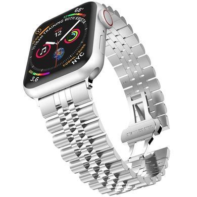Ремешок для Apple Watch 42mm/44mm/45mm/49mm Bead Rolex Design Silver (Серебряный)