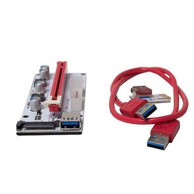 Рейзер (Riser) Card PCI Express Ver.008S PCI-E 1X to 16X (6 pin/MOLEX/Sata) USB 3.0