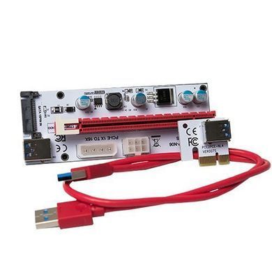 Рейзер (Riser) Card PCI Express Ver.008S PCI-E 1X to 16X (6 pin/MOLEX/Sata) USB 3.0