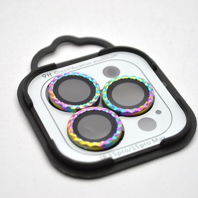 Защитное стекло на камеру Metal Shine для iPhone 15 Pro/15 Pro Max Rainbow