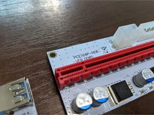 Рейзер (Riser) Card PCI Express Ver.008S PCI-E 1X to 16X (6 pin/MOLEX/Sata) USB 3.0