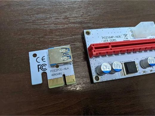 Рейзер (Riser) Card PCI Express Ver.008S PCI-E 1X to 16X (6 pin/MOLEX/Sata) USB 3.0