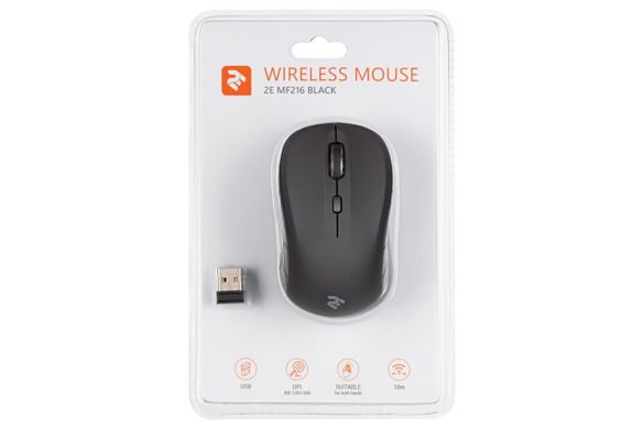 Мишка безпровідна 2E MF216 Wireless Black/Чорний