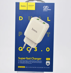 Зарядное устройство для телефона сетевое (адаптер) Hoco N6 Charmer 2xUSB QC3.0 White