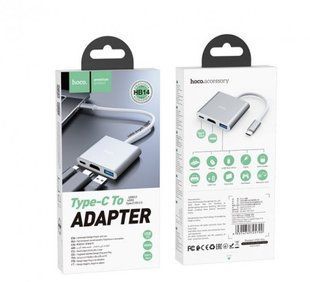 HUB USB Hoco HB14 Type-C to USB3.0/HDMI/PD Silver