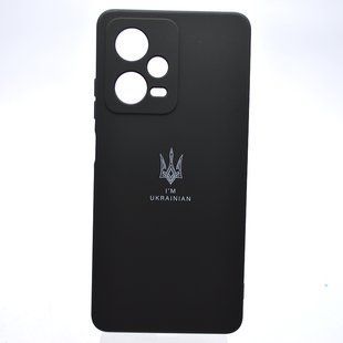 Чехол с патриотическим принтом Silicone Case Print Тризуб для Xiaomi Redmi Note 12 Pro 5G Black