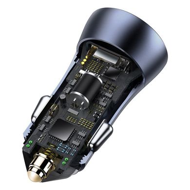 Автомобильная зарядка Baseus Golden Contactor Pro 1USB+1Type-c PD+QC 40W с Type-c кабелем 5A 1M Dark Grey TZCCJD-0G