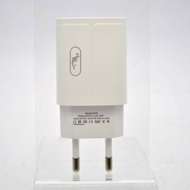 Зарядний пристрій SkyDolphin SC06T 1USB 2.4A 12W з кабелем Type-C White/Белый