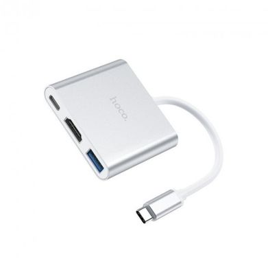 HUB USB Hoco HB14 Type-C to USB3.0/HDMI/PD Silver