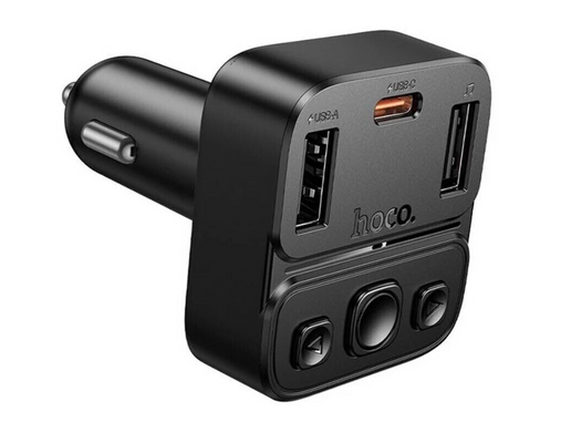 АЗП FM модулятор Hoco E87 Delta 35W+QC3.0 (2XUSB/1 Type-C) Black