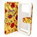Чохол універсальний з квітами для телефону CMA Book Cover Big Flowers 5.5" дюймів Khaki Gold-Red